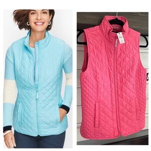 NWT TALBOTS $119 Lightweight Diamond Quilted Zip Front Vest Women’s Size…